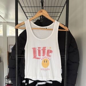 The Laundry Room “Life Happens” White Tank Top